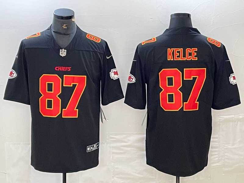 Men%27s Kansas City Chiefs #87 Travis Kelce Black Fashion Vapor Limited Stitched Jersey->san francisco 49ers->NFL Jersey